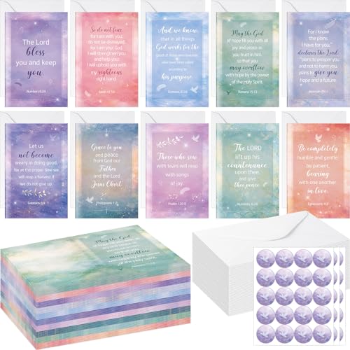 100 Sets Bible Verse Cards, with Envelopes Stickers, Fantasy - style: Fantasy