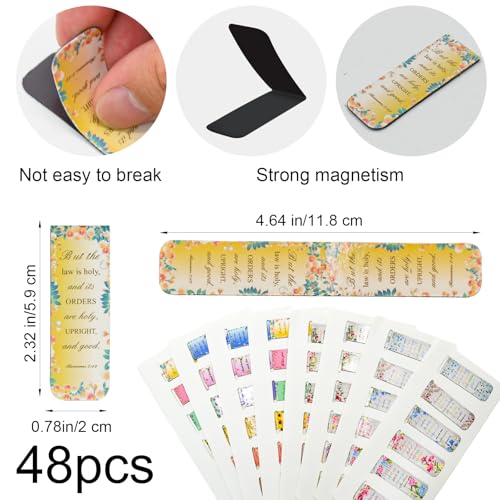 VANRA 48 Pieces Bible Verse Magnetic Bookmarks with Full Scripture (Floral) - style: Floral