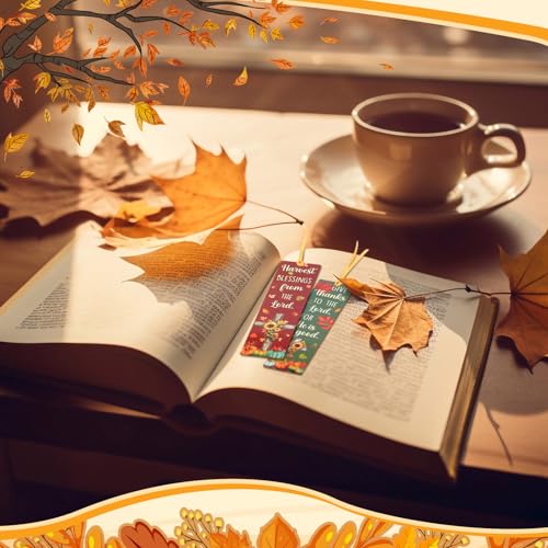 TaoBary 100 Pcs Fall Christian Bookmarks Bulk, Autumn Religious Bookmarks - style: Fall