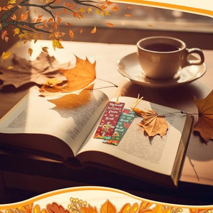 TaoBary 100 Pcs Fall Christian Bookmarks Bulk, Autumn Religious Bookmarks - style: Fall