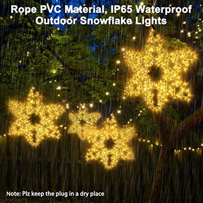 27" Christmas Big Snowflake Lights Outdoor Large Lighted Snowflake Plug in - color: Warm White-27"