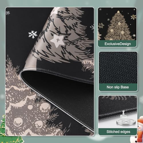 iCasso Black Desk Mat,Christmas Mouse Pad,Cute Desk Pad Mat - color: 1-black