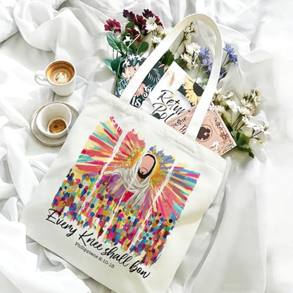 Bible Tote Bags Cute Christian Preppy Canvas Tote Bag Christian Gifts for Women Reusable Shopping Bags(Parent) - color: Christ-2