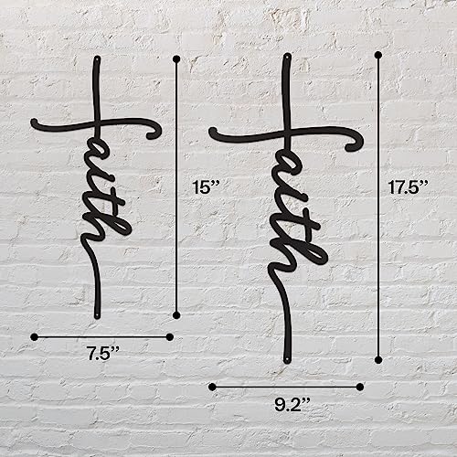 Vivegate Faith Sign Metal Cross Wall Decor, Black Home Word Love Calladagh Cross Bibical Wall Religious Hanging Decoration (15"X7.5") - size: 15"X7.5"