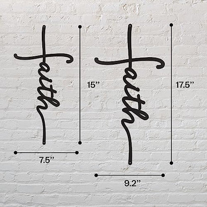 Vivegate Faith Sign Metal Cross Wall Decor, Black Home Word Love Calladagh Cross Bibical Wall Religious Hanging Decoration (17.5"X9.2") - size: 17.5"X9.2"