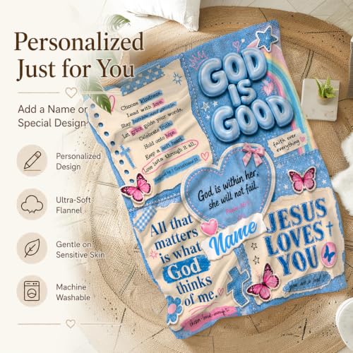 Personalized God Theme Blanket, Blue Inspiration Blankets for Travel Sofa - color: Blue