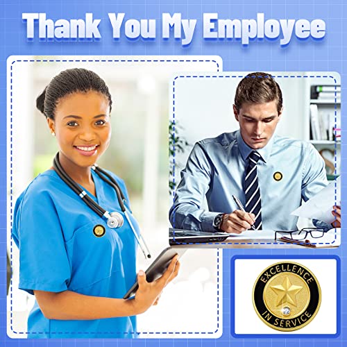 Dingion 24 Pcs Employee of The Month Lapel Pin 3/4 Inch Coworker Appreciation Award Gifts Bulk, Trophy Employees Pin Gifts for Staff Coworker Team Teacher Volunteer Recognition(Excellence in Service) - style: Excellence in Service