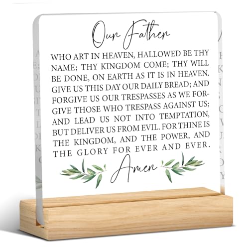 The Lords Prayer,Christian Decor,Christian Office Decor,Our Father Prayer Sign, Inspirational Gifts for Women Men Bible Verse Home Office Acrylic Plaque Sign - color: Our Father Who Art In Heaven, Hallowed Be Thy Name; Thy Kingdom Come;Thy Will Be Done, O