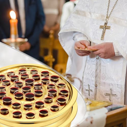 Zhehao 2 Pcs Communion Trays & Disposable Chalices Church Supplies, Gold - color: Gold