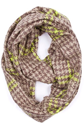ScarvesMe Women's Check and Plaid Soft Infinity Loop Winter Fall Warm Scarf - color: Lof047_brown