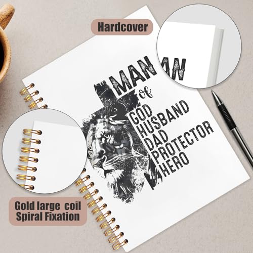 Retro Lion Christian Notebook, man of god husband dad protector hero Journal, Religious Scripture Spiral Notebook Journal for Note Taking, Christian Faith Based Gifts for Women Men, 5.5x8.3 Inch - color: Lion MAN GOD HUSBAND DAD