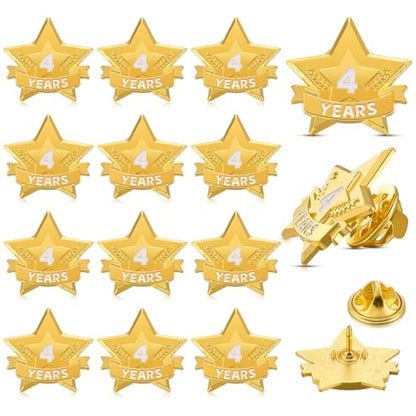 Tigeen 12 Pcs Year Service Reward Pins Star Enamel Pins, 4 Years - style: 4 Years