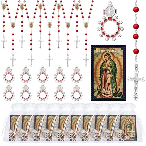 Cunno 40 Pcs Catholic Gifts Prayer Card Rosary Beads Necklace, Guadalupe - style: Guadalupe