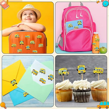 Haooryx Back to School Bus Sticker, 300 Pcs Make Your Own Yellow Bus DIY - style: Bus 1Roll