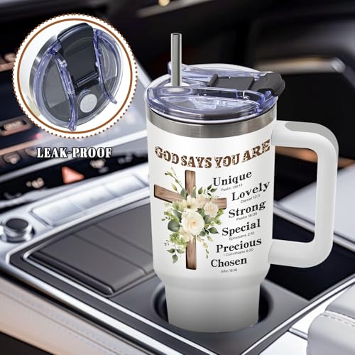 DUUV Christian Tumbler 40oz, Insulated Christian Gifts for Women - color: Christian Flowers
