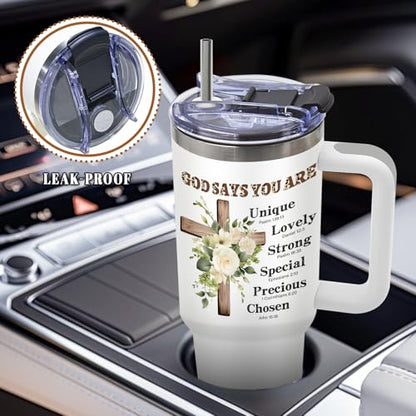 DUUV Christian Tumbler 40oz, Insulated Christian Gifts for Women - color: Christian Flowers