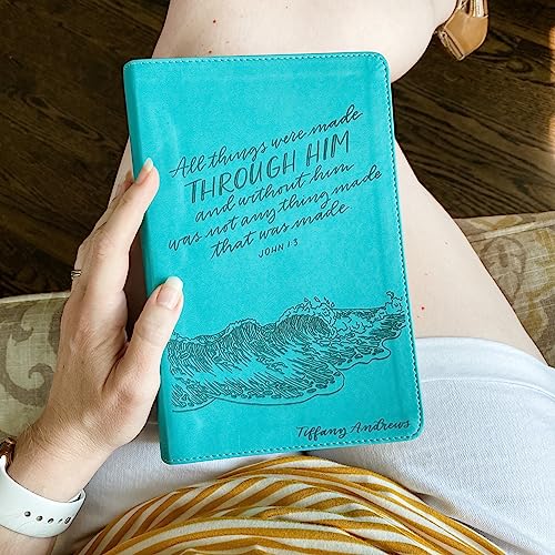 JOY CREATIVE ESV Trutone Leather Student Study Bible | Personalized with Name | Custom Design is Hand Lettered and Laser Engraved | Gift for Wedding, Baptism, Anniversary, Graduation or Birthday……