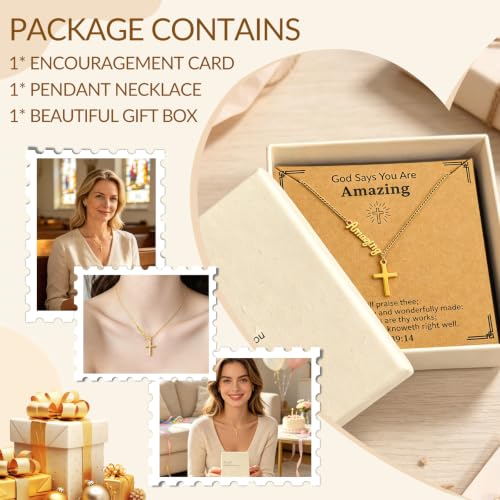 Faith Gold Cross Necklace for Women Christian Religiou Confirmation Jewelry - color: Amazing Gold