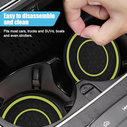 smilfuy 2PCS Car Cup Holder Coasters, 2.75 Inch Non-Slip Anti Dust Cup Mats - color: Yellow