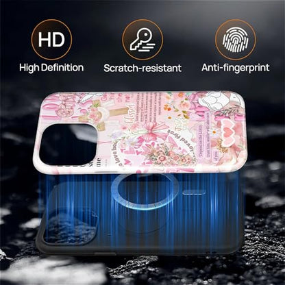 Magnetic Case for iPhone 14 Pro, Compatible with Magsafe PC Hard Shell & Silicone Inner Bumper Anti-Scratch Full-Body Cover Shockproof Slim Design Retro Newspaper Collage Religious Jesus - color: Retro Newspaper Collage Religious Jesus, size: iPhone 14 Pr