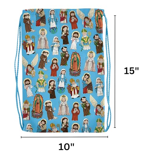 Needzo Catholic Saints Drawstring Bag, Religious Backpack, 10 x 15 Inches