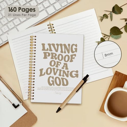 Bible Notebook, Christian Journal, Bible Study Notebook, Living Proof of a Loving God, Church Hardcover Spiral Notebook 5.5x8.3 - color: Living proof of a loving god