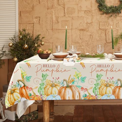 3Pcs Fall Pumpkin Tablecloths, Disposable Thanksgiving Party Table Cover - color: Watercolor Pumpkin
