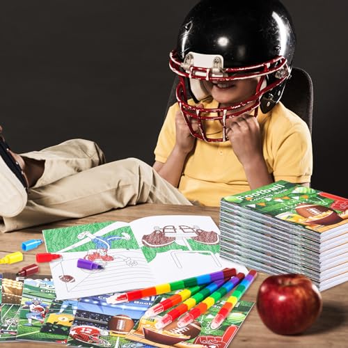 BenLouis 24 Football Mini Coloring Books with 24 Crayons for Kids Bulk - style: Football
