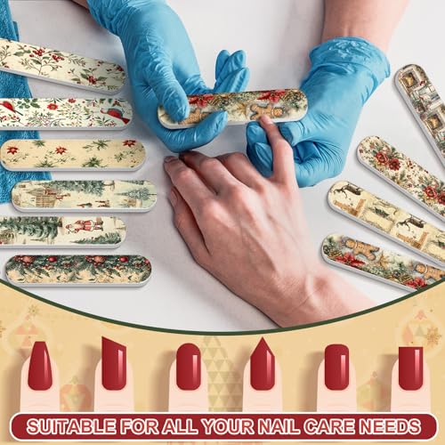 50 Pack Christmas Mini Nail Files Gifts Bulk Christmas Emery Boards - style: Retro