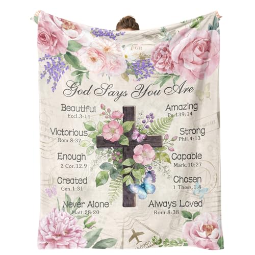 Christian Gifts for Women, Christian Blanket Birthday Gifts with Flowers - color: Christian Gifts-flowers, size: 60"x50"