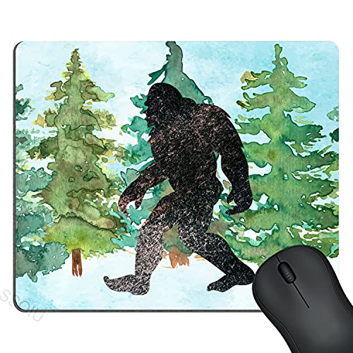 SSOIU Office Desk Accessories - Sasquatch Watercolor Vintage Tree Mouse Pad, Office Decor for Women, Desk Decor 9.5 X 7.9 Inch (240mmX200mmX3mm) - color: SS08