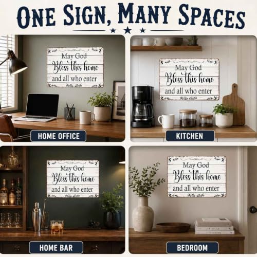 God Bless This Home Blessing Aluminum Metal Sign 8 x 12 Inch