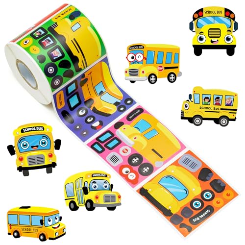 Haooryx Back to School Bus Sticker, 300 Pcs Make Your Own Yellow Bus DIY - style: Bus 1Roll