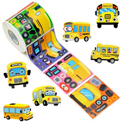 Haooryx Back to School Bus Sticker, 300 Pcs Make Your Own Yellow Bus DIY - style: Bus 1Roll