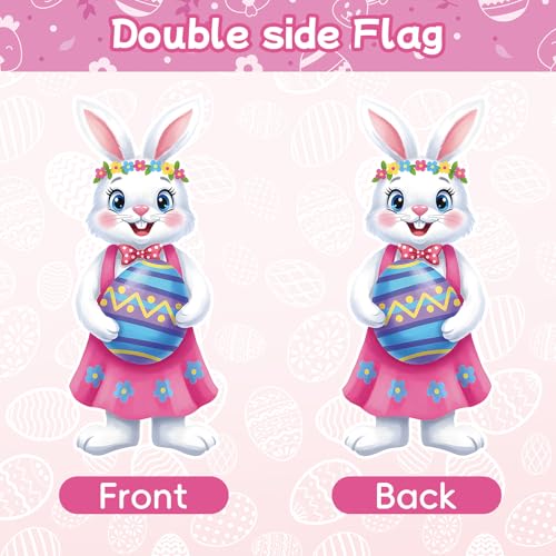 12 x 28 Inches Easter Bunny Garden Flag – Double-Sided Vertical Spring Yard Flag with Cute Bunny & Egg Design for Outdoor Garden, Porch, Lawn, and Easter Decorations