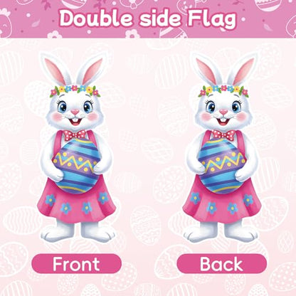 12 x 28 Inches Easter Bunny Garden Flag – Double-Sided Vertical Spring Yard Flag with Cute Bunny & Egg Design for Outdoor Garden, Porch, Lawn, and Easter Decorations