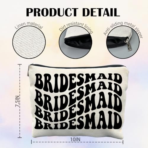Bridesmaid Proposal Gifts Canvas Makeup Bag for Women Bestie - color: bridesmaid