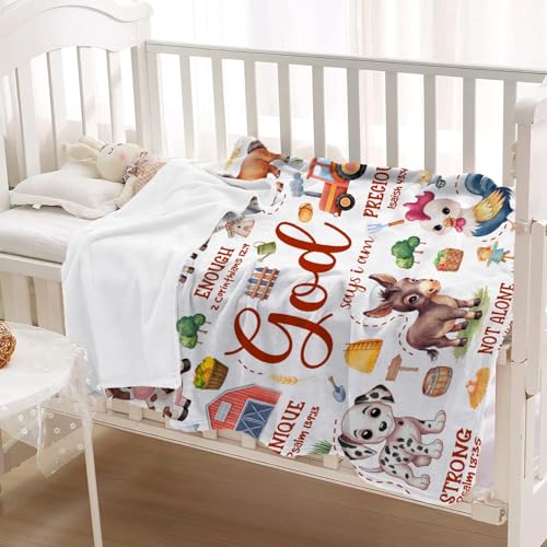 Farm Animals Blanket,Christian Gifts,Bible Verse Throw Blanket - color: Bible-farm Animal, size: 30"x40"