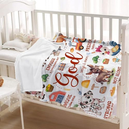 Farm Animals Blanket,Christian Gifts,Bible Verse Throw Blanket - color: Bible-farm Animal, size: 50"x60"