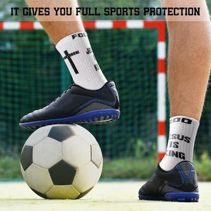 4 Pairs Cross Grip Soccer Socks, Us Size 6-12 - color: Black, White, style: Bible