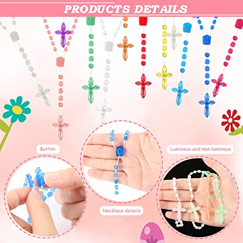 Sureio 36 Pcs Rosary Beads Plastic Catholic Necklaces Bulk, 13" 12 Colors
