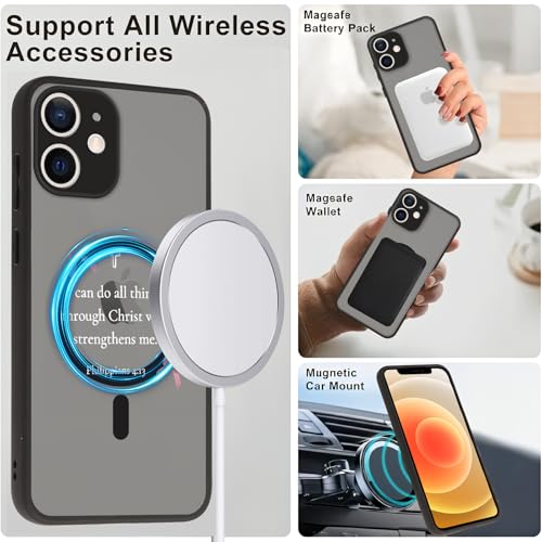 Magnetic Bible Verse Phone Case for iPhone 12 6.1",Compatible with MagSafe,Jesus Famous Quotes Pattern Aesthetic Design TPU Shockproof Protective Phone Cover for Girls Women - color: Bow, size: for iPhone 12