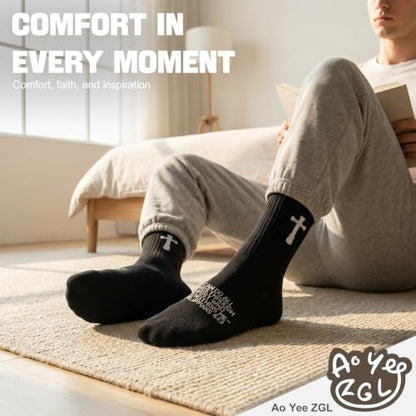 3 Pairs Unisex Cross Socks,Gifts for Christian: Easter Christmas - color: Philippians 4:13 - Black