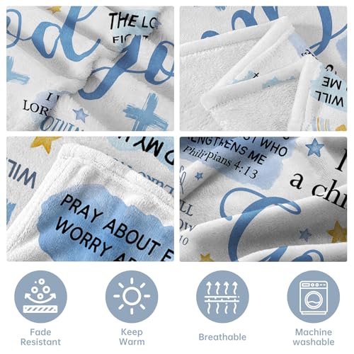 Baptism Gifts for Boys, Christian Blanket, Teen Boy Gifts Trendy Stuff - color: Blue, size: 80*60IN