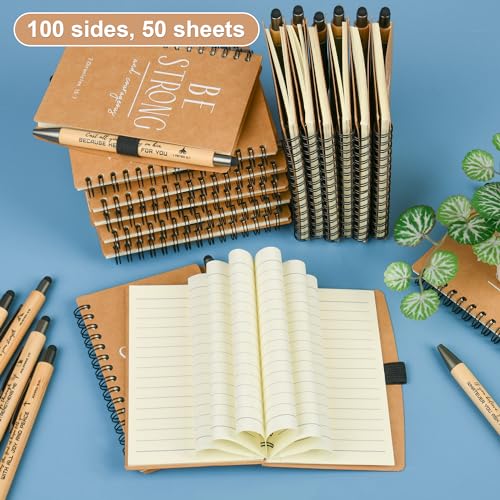 INSADA Christian Prayer Journal Spiral Notebooks Bulk with Pens - Small Lined Notepads (4.13”x5.43”) - Christian Gifts for Women,Church Members & Bible Study Groups (30 sets Brown) - color: Brown