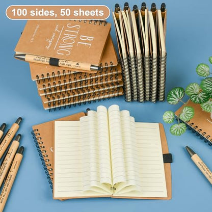 INSADA Christian Prayer Journal Spiral Notebooks Bulk with Pens - Small Lined Notepads (4.13”x5.43”) - Christian Gifts for Women,Church Members & Bible Study Groups (30 sets Brown) - color: Brown