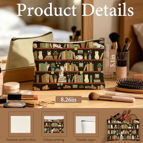 DHQH Cute Cat Canvas Tote Bag for Women, Cat Lover Gifts Beach Bag Reusable Grocery Bag, Birthday Gifts for Sister Daughter Mom Who Loves Cats - style: Cat Book-bag