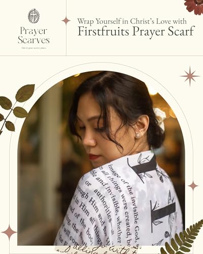Firstfruits Prayer Shawl - 35x70 Scarf for Women with Scriptures and Grape Symbols Made