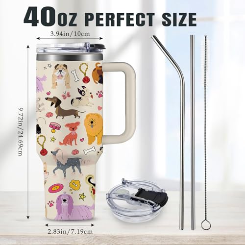 Christian Gifts for Women 40oz Tumbler - Insulated Travel Mug with Handle (Dog 1, 40 Ounces) - color: Dog 1