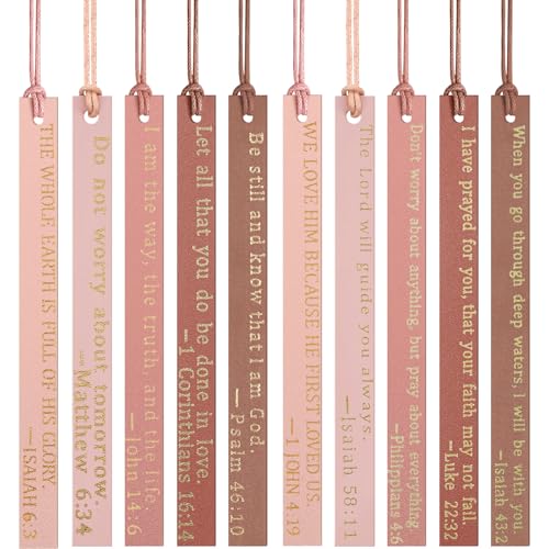 Skyygemm 10 Pcs Christian Bookmarks Christmas Gift for Women, Pink Brown - color: Pink Brown